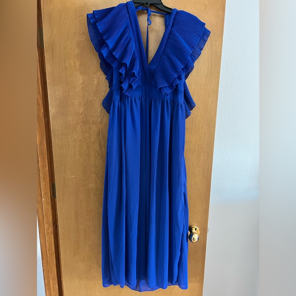 Beautiful blue, backless dress
